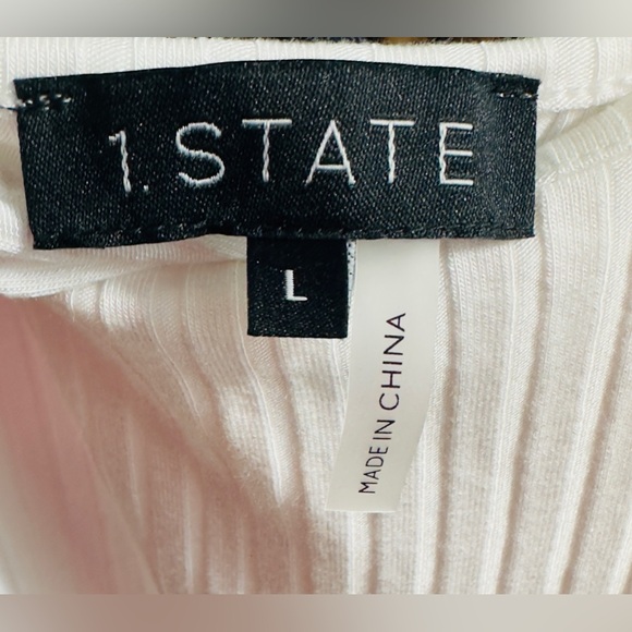 1. State - Ultra White Ribbed Scoop Neck Thong Bodysuit Large   New with… - Picture 6 of 8